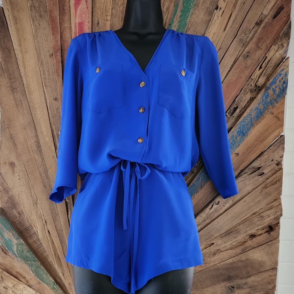 Amanda Uprichard silk Remy sapphire blue romper sz S